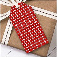 Red and White Lines and Tiny Diamond Squares Birthday Present Favor Gift Tags
