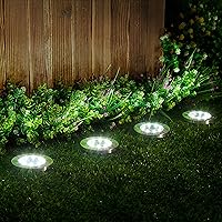 SOLPEX 12 Pack Solar Ground Lights Outdoor, Waterproof 8 LED Solar Powered Disk Lights Outdoor Garden Landscape Lighting for Yard Deck Lawn Patio Pathway Walkway (White)