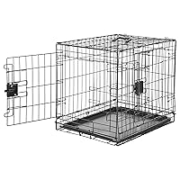 Amazon Basics - Durable,Foldable Metal Wire Dog Crate with Tray, Double Door, Divider, 24 x 18 x 20 Inches, Black