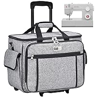 CAB55 Rolling Sewing Machine Case, Detachable Rolling Sewing Machine Carrying Case on Wheels, Trolley Tote Bag with Removable Bottom Wooden Board for Most Standard Sewing Machine and Accessories