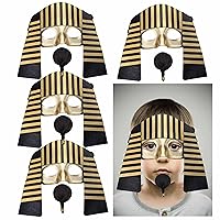Kids Pharaoh Costume Egyptian Mask for Kids Egyptian Costume with Self Adhesive Pharaoh Fake Beard King TUT Costume Pack of 4