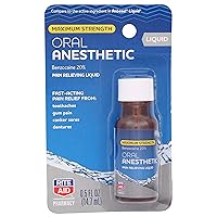 Maximum Strength Liquid Anesthetic Oral Pain Relief - .5 fl oz, Benzocaine 20% | Pain Relief Medications & Treatments | Canker Sore and Tooth Pain Relief for Adults | Mouth Sores Treatment