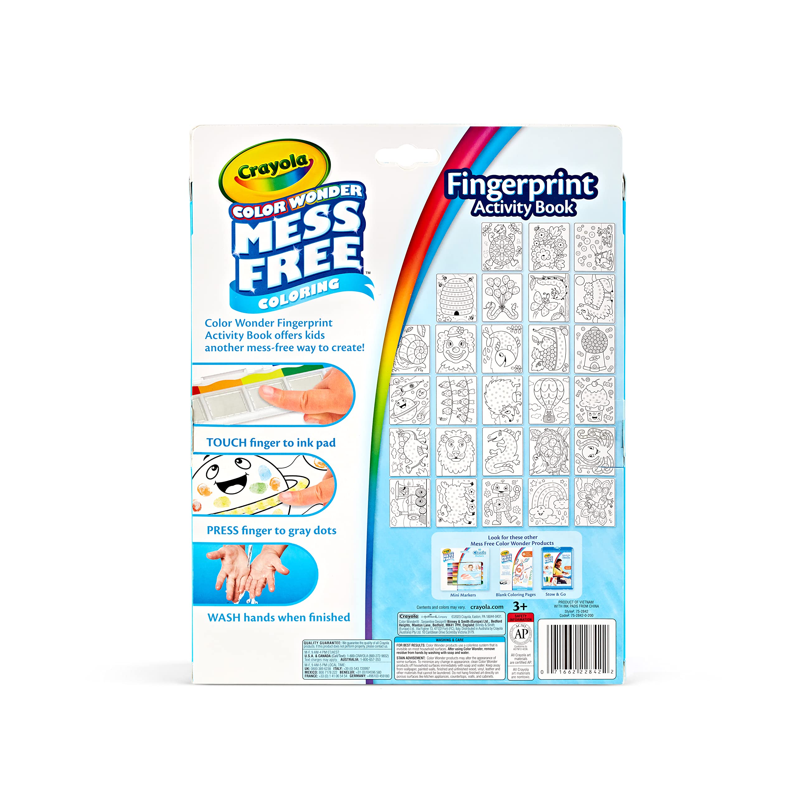 Crayola Color Wonder Mess Free Fingerprint Ink Painting Activity Set, Finger Painting Alternative, Gift for Kids, Age 3, 4, 5, 6