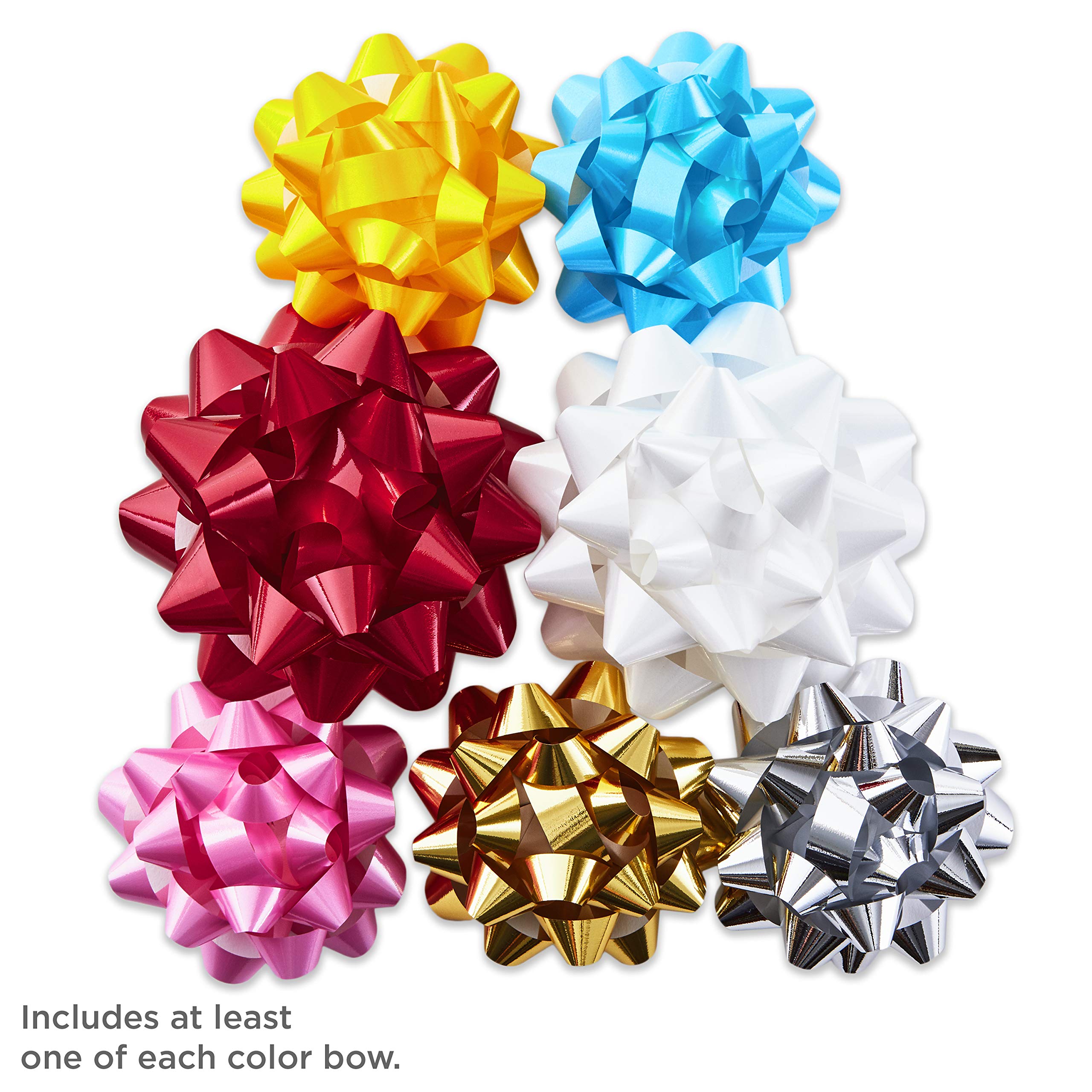 Hallmark Gift Bow Assortment (30, 2 Sizes) Red, White, Pink, Blue, Yellow, Silver, Gold for Christmas, Hanukkah, Birthdays, Weddings, Baby Showers