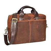 Real Leather Briefcase Cross Body Work Bag Vintage Organiser Satchel Malibu Tan
