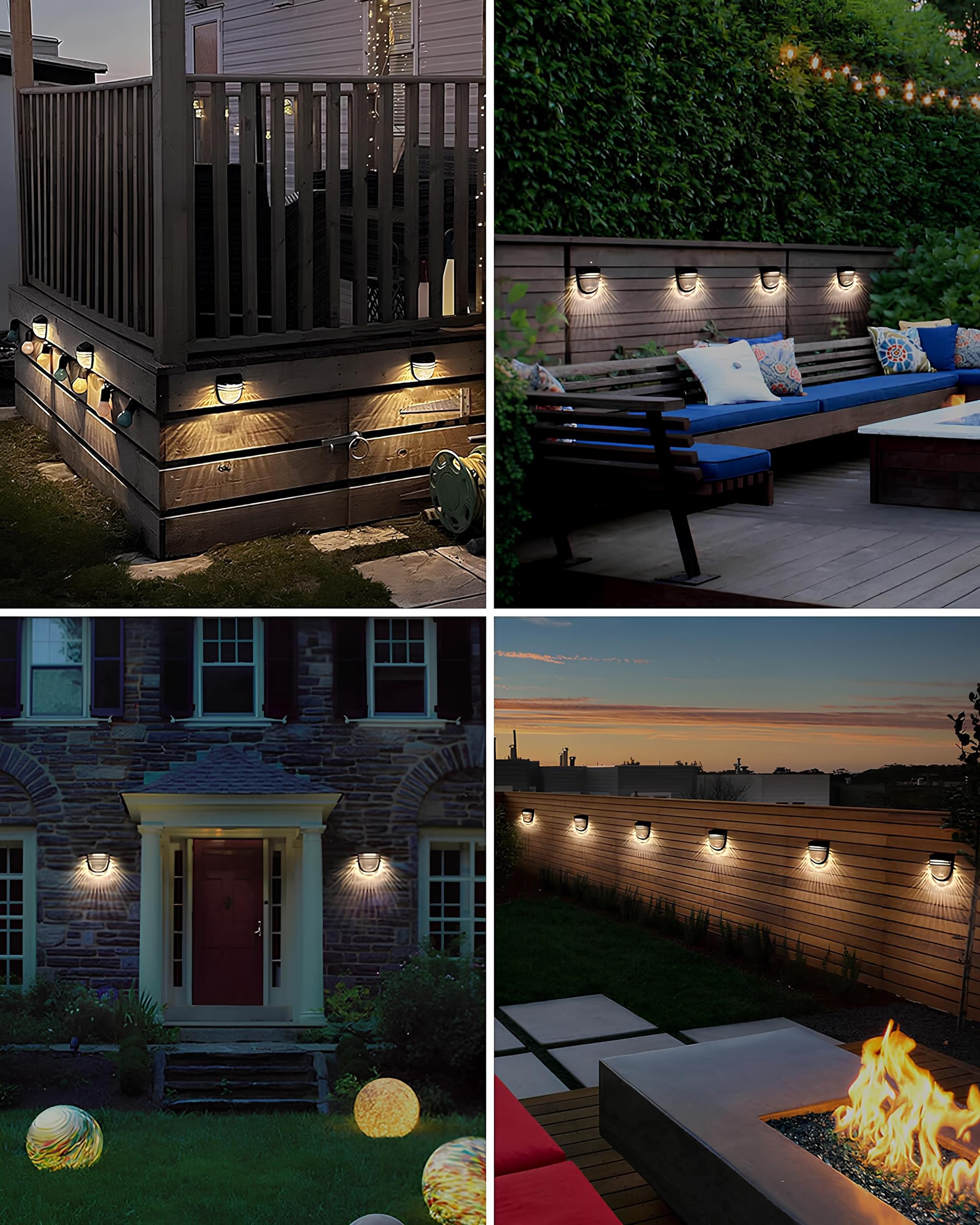 OOTDAY Outdoor Solar Wall Lights, Solar Fence Lights, Solar Garden Lights, Solar Lights, Day/Night Sensor, Solar Conversion Rate 20%, Outdoor for Garden, Path, Stairs, Patio, Pool