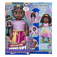 Baby Alive Princess Ellie Grows Up! Black Hair Doll for 3 Year Old Girls and Boys and Up, 18-Inch