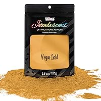 U.S. Art Supply Jewelescent Vegas Gold Mica Pearl Powder Pigment, 3.5 oz (100g) Sealed Pouch - Cosmetic Grade, Metallic Color Dye - Paint, Epoxy, Resin, Soap, Slime Making, Makeup, Art