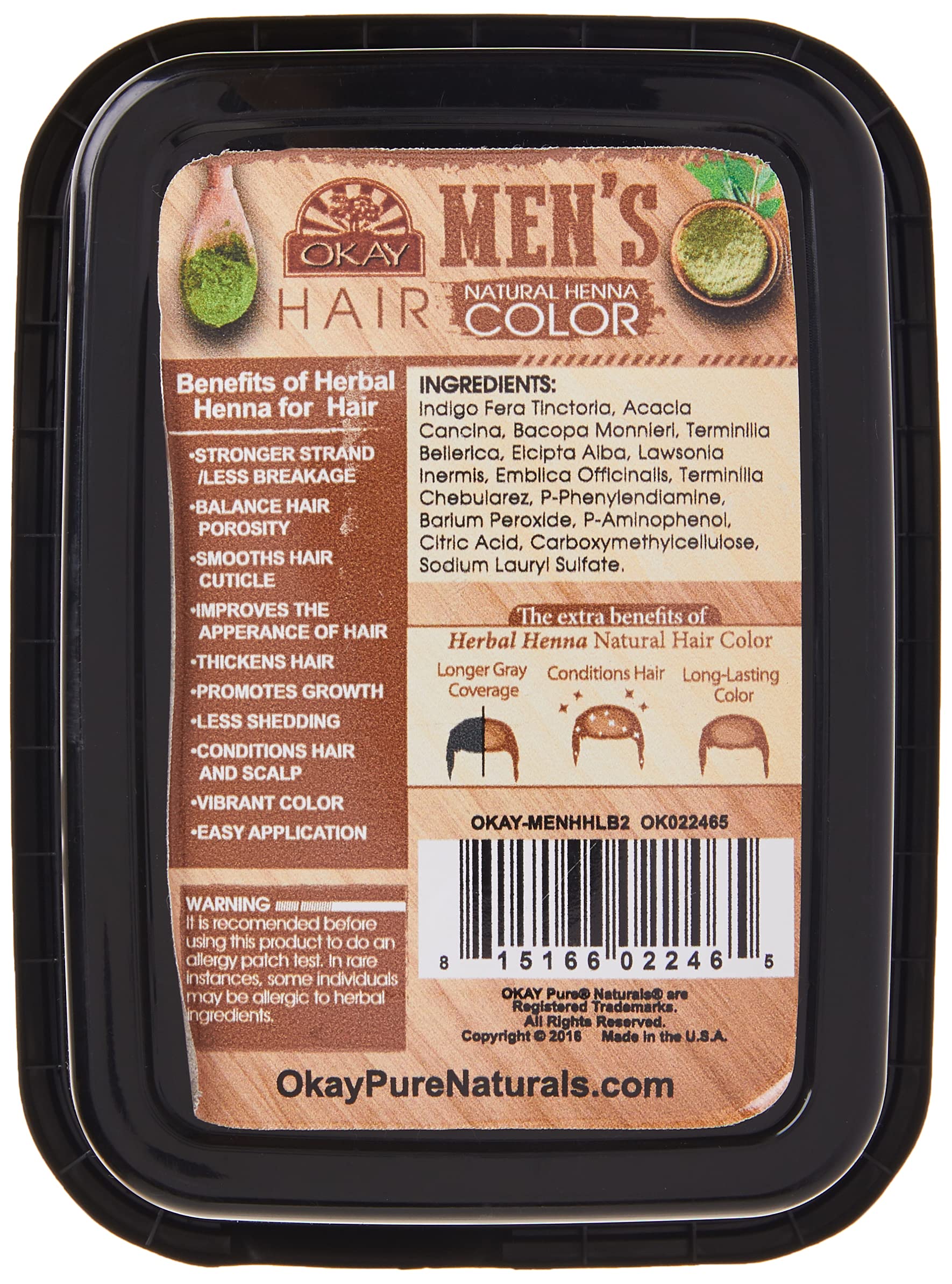 OKAY | Men's Henna Hair Color Light Brown | For All Hair Types & Textures | Rich, Vibrant Color | Made with Premium Botanical Ingredients | Chemical Free | 2 oz