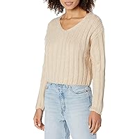 [BLANKNYC] Womens Knit Cropped V Neck Sweater