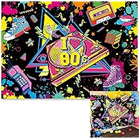 BINQOO 8x6ft Back to 80's Backdrop Disco 80's l Love 80's Colorful Graffiti Rewind Rock Music Party Background 80th Birthday Party Photo Studio Props