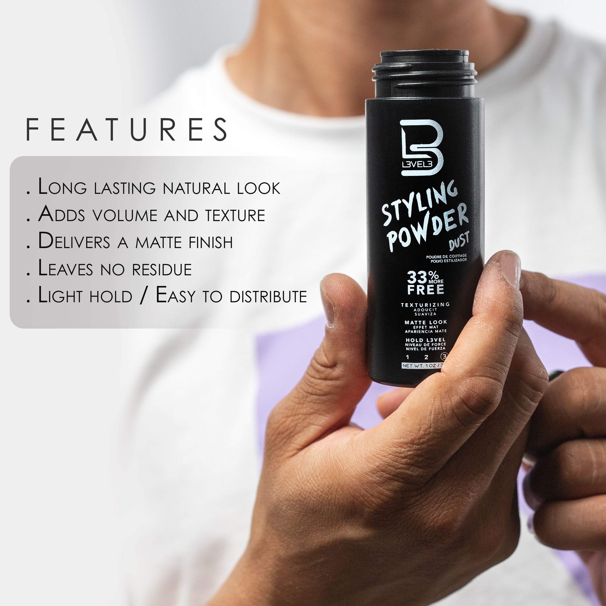 L3 Level 3 Styling Powder - Natural Look Mens Powder - Easy to Apply with No Oil or Greasy Residue (Small - 30 Grams)