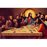 The Last Supper with Pizza Oil Painting - One of a Kind Original Art - Great for Any Pizza Lover's Dining Room or Pizza Restaurant