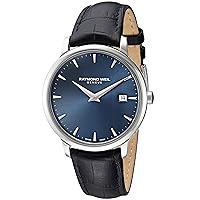 Raymond Weil Toccata Stainless Steel Swiss-Quartz Watch with Leather-Synthetic Strap, Black, 18 (Model: 5488-STC-50001)