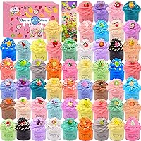 FINOCLAY Slime Kit for Girls Boys, 6 Different Scented Non Sticky Premade  Slimes in 28 oz Container with Fruit Charms, Butter Glitter Clear Crystal
