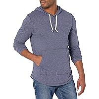 Hanes Men's Originals Tri-Blend Jersey, T-Shirt Hoodie with Henley Collar, Athletic Navy PE Heather, 2X Large