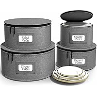 Sorbus China Storage Containers - Hard Shell Dish Storage Containers for Organizing, Moving Supplies, Party - 4 Stackable Plate Carrier Set for Dinnerware, Plate Organizer with Felt Plate Protector