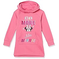 Amazon Essentials Disney | Marvel | Star Wars | Frozen | Princess Girls' Fleece Long-Sleeve Hooded Dresses (Previously Spotted Zebra), Pink, Minnie Vibes, Small