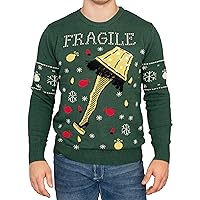 A Christmas Story Fragile Leg Lamp Light Up Green Ugly Christmas Sweater,Long Sleeve (Adult 4X-Large)
