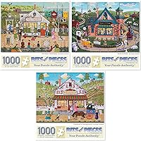 Bits and Pieces - Value Set of Three (3) 1000 Piece Jigsaw Puzzles for Adults - Puzzles Measures 20