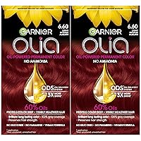 Garnier Hair Color Olia Ammonia-Free Brilliant Color Oil-Rich Permanent Hair Dye, 6.60 Light Intense Auburn, 2 Count (Packaging May Vary)