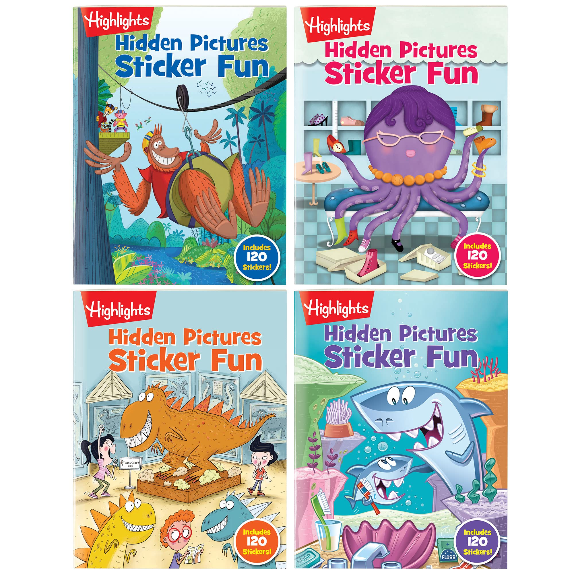 Highlights for Children Hidden Pictures Sticker Fun Sticker Books for Kids Ages 3-6, 4-Pack, 64 Pages - Volume 1