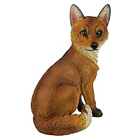 Design Toscano QL56241 Woodie The Woodland Fox Indoor/Outdoor Garden Animal Statue, 10 Inches Wide, 7 Inches Deep, 14 Inches High, Full Color Finish