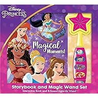 Disney Princess Moana, Belle, Cinderella, and more! - Magical Moments! Storybook and Magic Wand Toy Sound Book Set - PI Kids