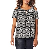 Star Vixen Women's Short-Sleeve Cold-Shoulder Peasant Top