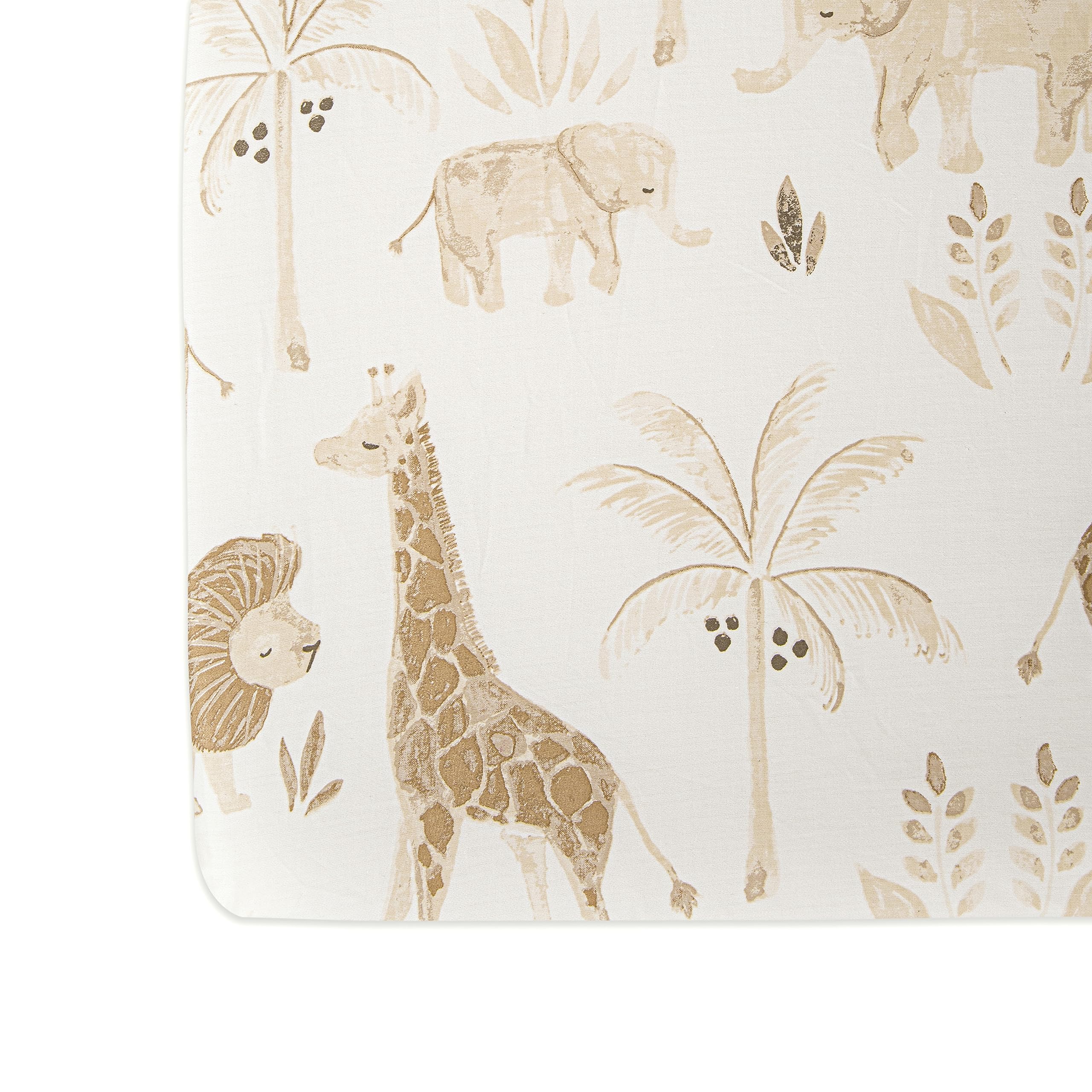 Crane Baby Soft Cotton Crib Mattress Sheet, Fitted Sheet for Cribs and Toddler Beds, Safari Animal, 28”w x 52”h x 9”d