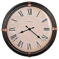 Howard Miller Atwater Wall Clock 625-498 – Vintage Metal Clock with Dark Rubbed Bronze Finish, Aged Bronze Accents at (3,6,9,12 Positions), Quartz Movement