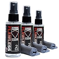 Flawless Screen Cleaner Spray with Microfiber Cleaning Cloth for LCD, LED Displays on Computer, TV, iPad, Tablet, Phone, and More (Mini 3 Pack)