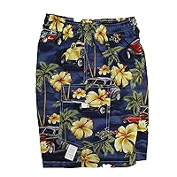 Hibiscus Drag Racers Boy's Elastic Waist Flap Pocket Cargo Hawaiian Shorts