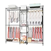 Heavy Duty Clothes Rack for Hanging Clothes, Metal Garment Rack，Large Capacity Portable Clothing Rack，Freestanding Open Wardrobe Organizer Rack, 67.0