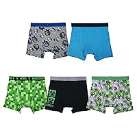 Minecraft Boys' Ultimate Gamer 5-Pack 100% Combed Cotton Boxer Briefs in Sizes 4, 6 and 8