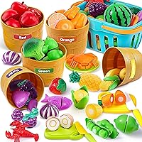 JOYIN Color Sorting Play Food Set - 69-Piece Cutting Food Toy, Kitchen Accessories for Kids, Learning Toys Food for Boys & Girls, Toddler Sorting /Fine Motor Skills Toy, Educational Toys