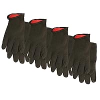 Midwest Gloves and Gear 14LJP04-L-AZ-6 Men's Brown Jersey Work Glove, Large, 4-Pack