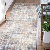 jinchan Runner Rug 2x6 Hallway Abstract Sketch Distressed Washable Kitchen Rug Red Multi Print Colorful Overdyed Chenille Thin Rug Contemporary Carpet for Bathroom Laundry Room Bedroom Living Room