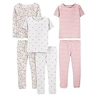 Baby Girls' 6-Piece Snug Fit Cotton Pajama Set