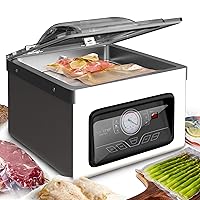 Food Saver Vacuum Sealer Machine - 350W Commercial 8L Chamber Type Automatic Foodsaver System Air Seal Machine Meat Packing Sealing Storage Preservation Sous Vide, Vac Roll Bags - PKVS70STS