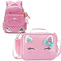 AO ALI VICTORY Waterproof Princess School Backpack Set Girls Book Bag with Lunch Box