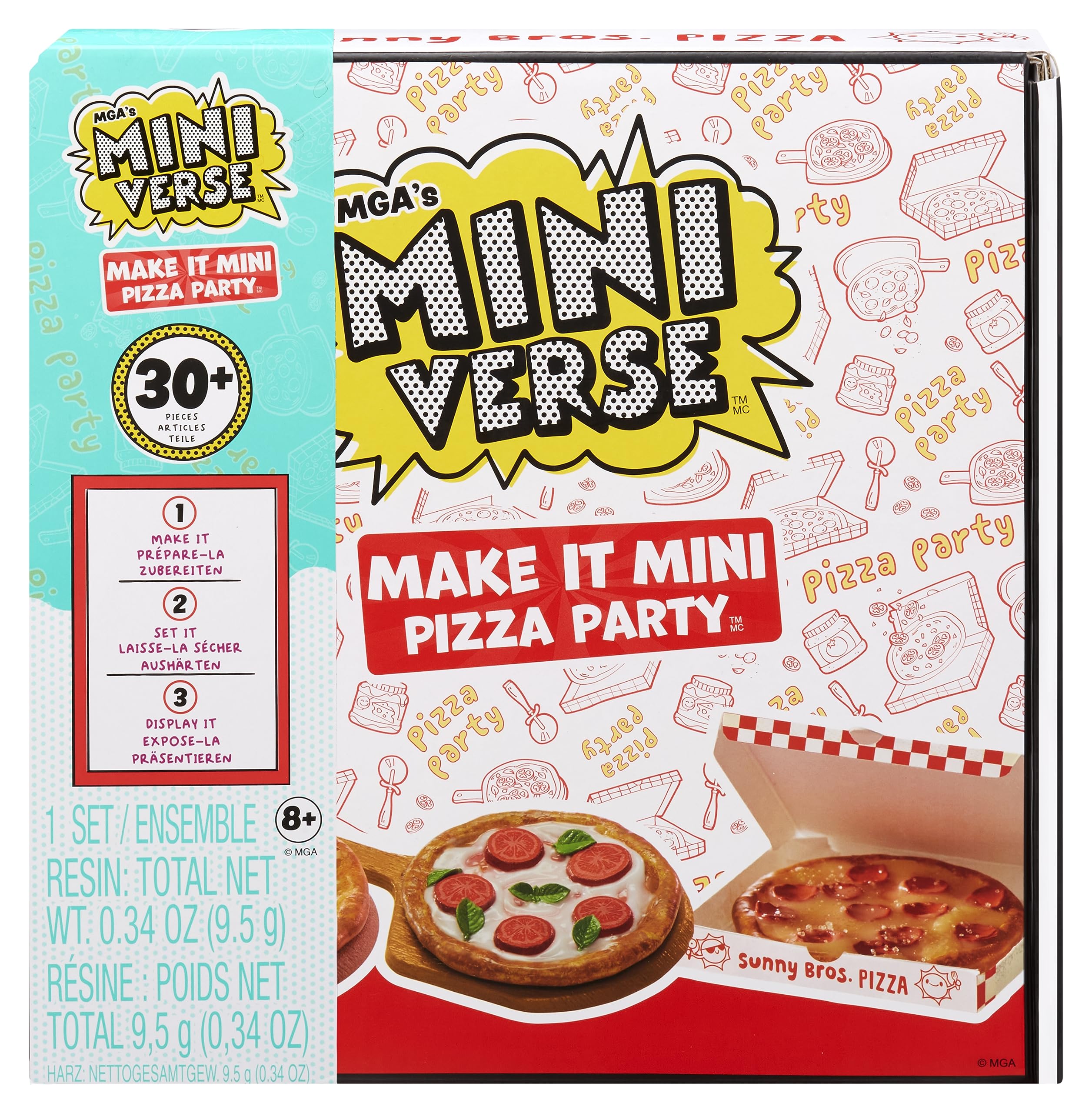 MGA's Miniverse Make It Mini Food Make It Mini Pizza Party Amazon Exclusive, Mini Collectibles, DIY, Resin Play, Replica Food, NOT Edible, Collectors, 8+