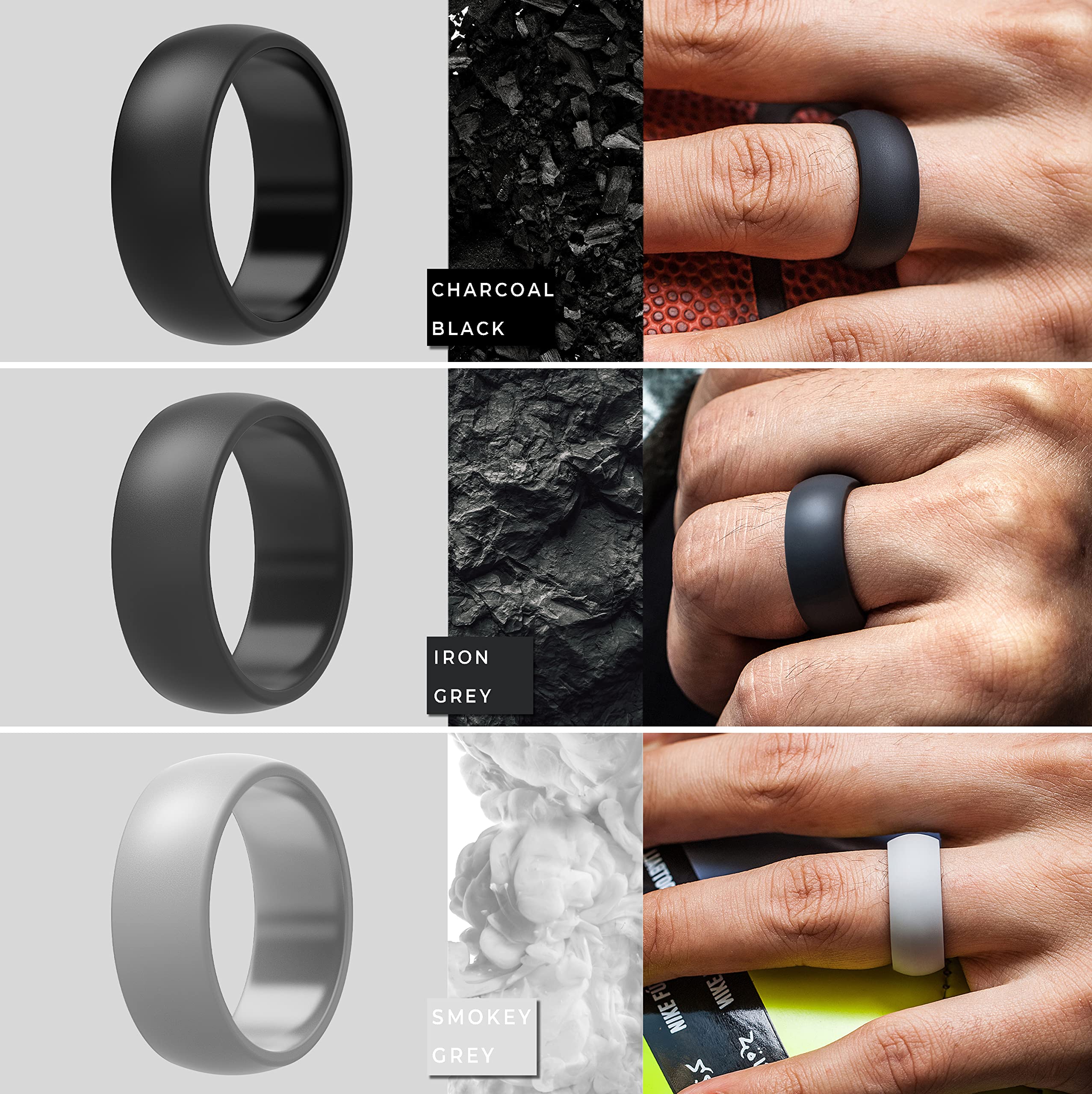 ThunderFit Silicone Wedding Ring for Men & Women - 8.7mm Wide - 2.5mm Thick