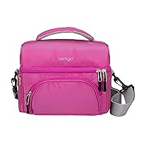 Deluxe Lunch Bag - Durable and Insulated Lunch Tote with Zippered Outer Pocket, Internal Mesh Pocket, Padded & Adjustable Straps, & 2-Way Zippers - Fits Most Lunch Boxes (Purple)