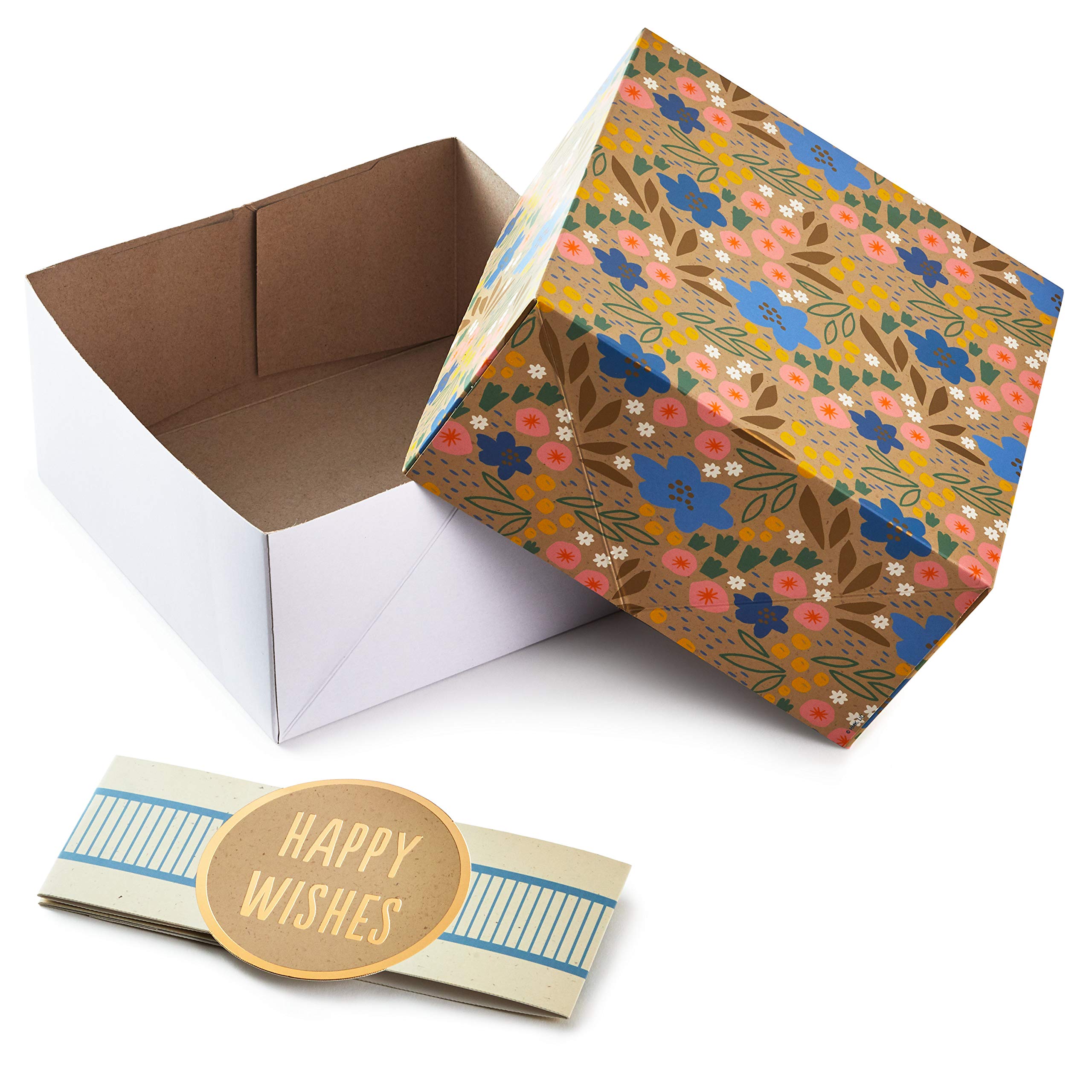 Hallmark Gift Boxes with Wrap Bands, Assorted Sizes (3-Pack: Cute Flowers and Stripes) for Birthdays, Bridal Showers, Mother's Day, Best Friends