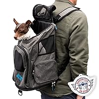2-in-1 Backpack Travel Pet Carrier, Airline Approved & Guaranteed On Board - Gray, Medium