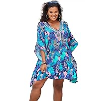 Swimsuits For All Women's Plus Size Jeweled Caftan Swimsuit Cover Up