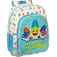 BABY SHARK SURFING – Animated Children's School Backpack, Children's Backpack, Adaptable to Trolley, Ideal for School Children, Comfortable and Versatile, 26 x 11 x 34 cm, Blue and White, blue /, Blue