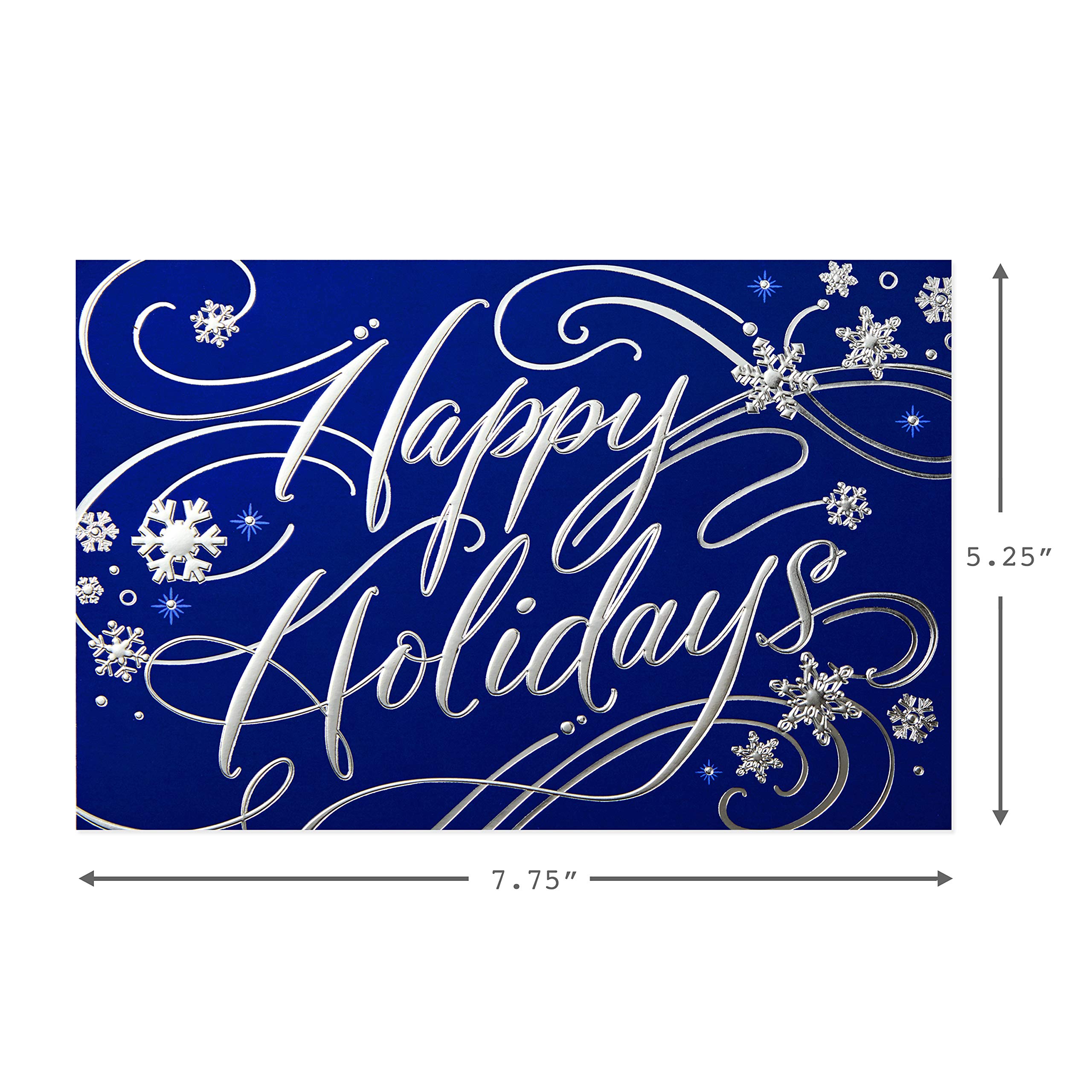 Hallmark Boxed Holiday Cards, Happy Holidays (40 Blue and Silver Cards with Envelopes)