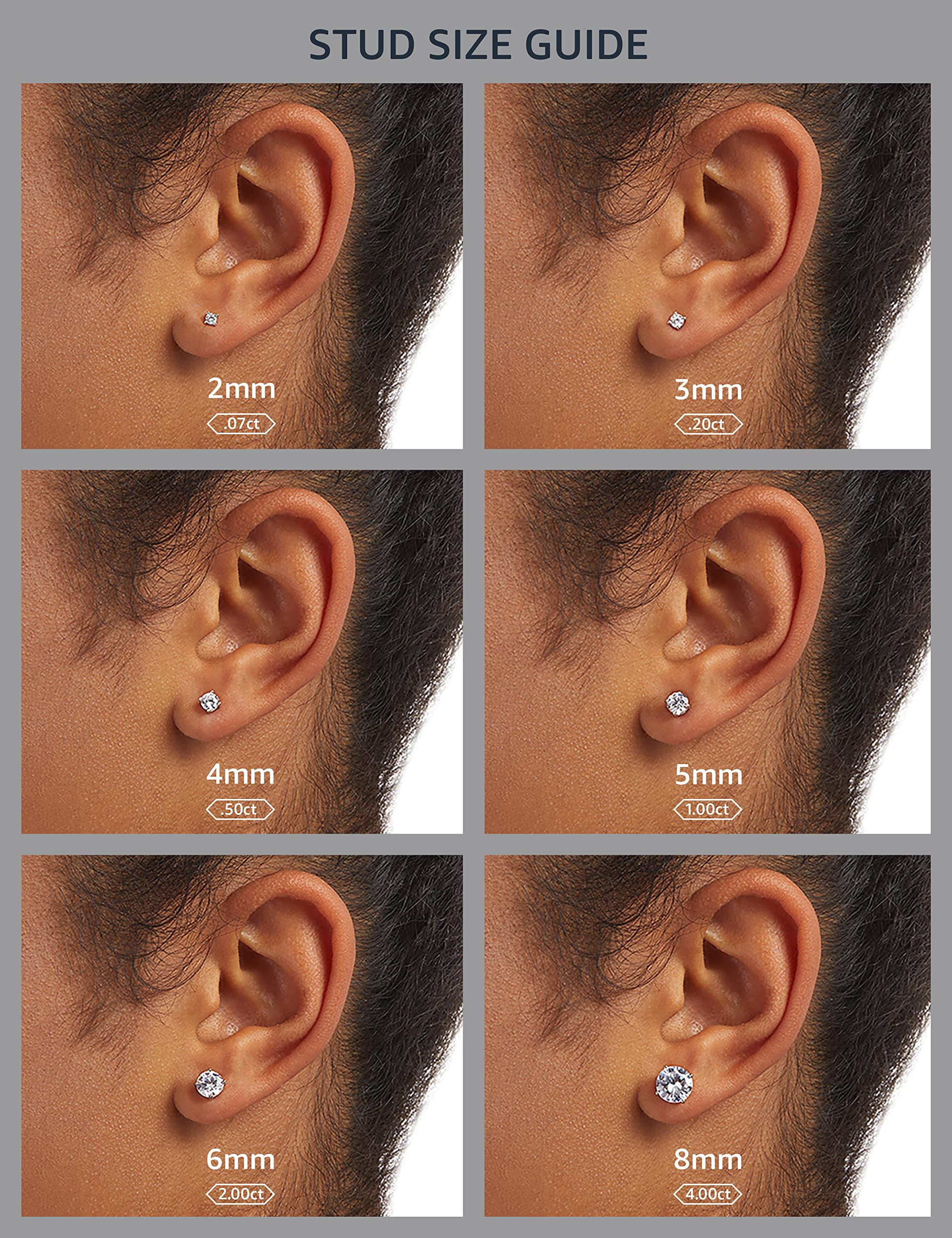 Amazon Essentials Sterling Silver AAA Cubic Zirconia Bezel Stud Earrings